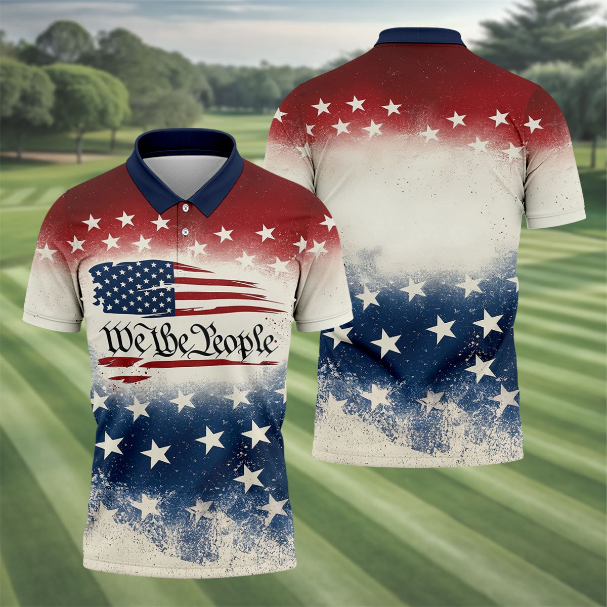 We The People Polo Shirt Star And Stripe Patriotic Clothing Gifts For Father