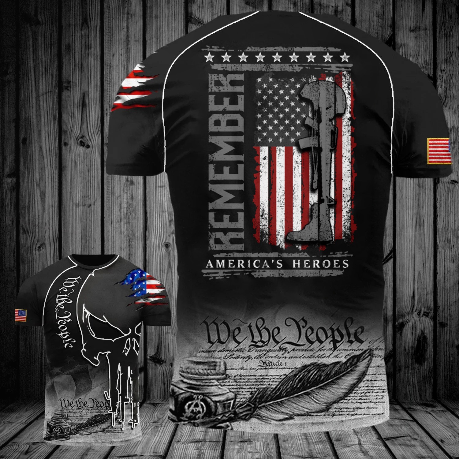 We The People Remember America's Heroes Shirt Veterans Day T-Shirt Patriotic Gifts For Dad