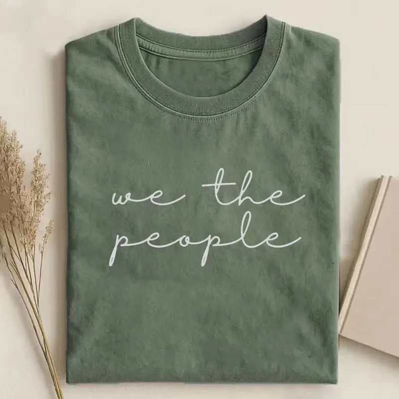 We The People Script T-Shirt Anti Trump Protest Graphic Tee Gift For Voters