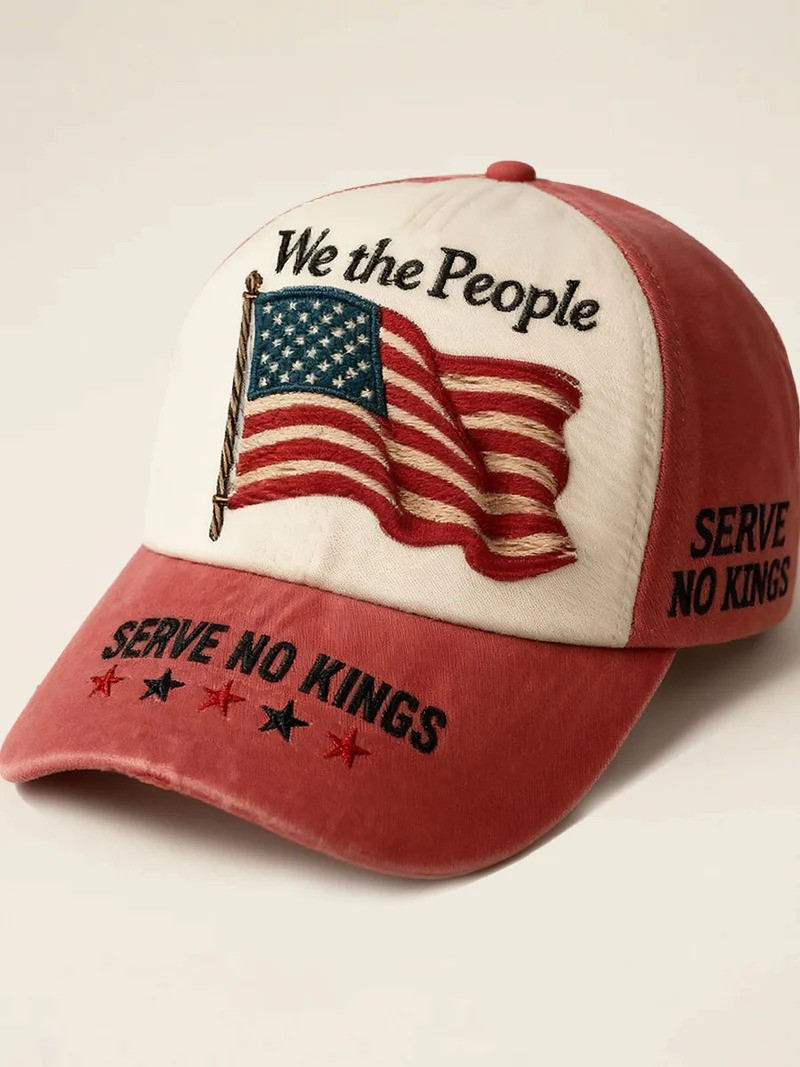 We The People Serve No Kings Baseball Cap Vintage USA Flag Merch Gift For Men