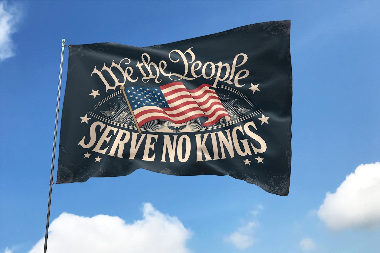We The People Serve No Kings In America Flag Anti Trump Merch Gift For Freedom Lover