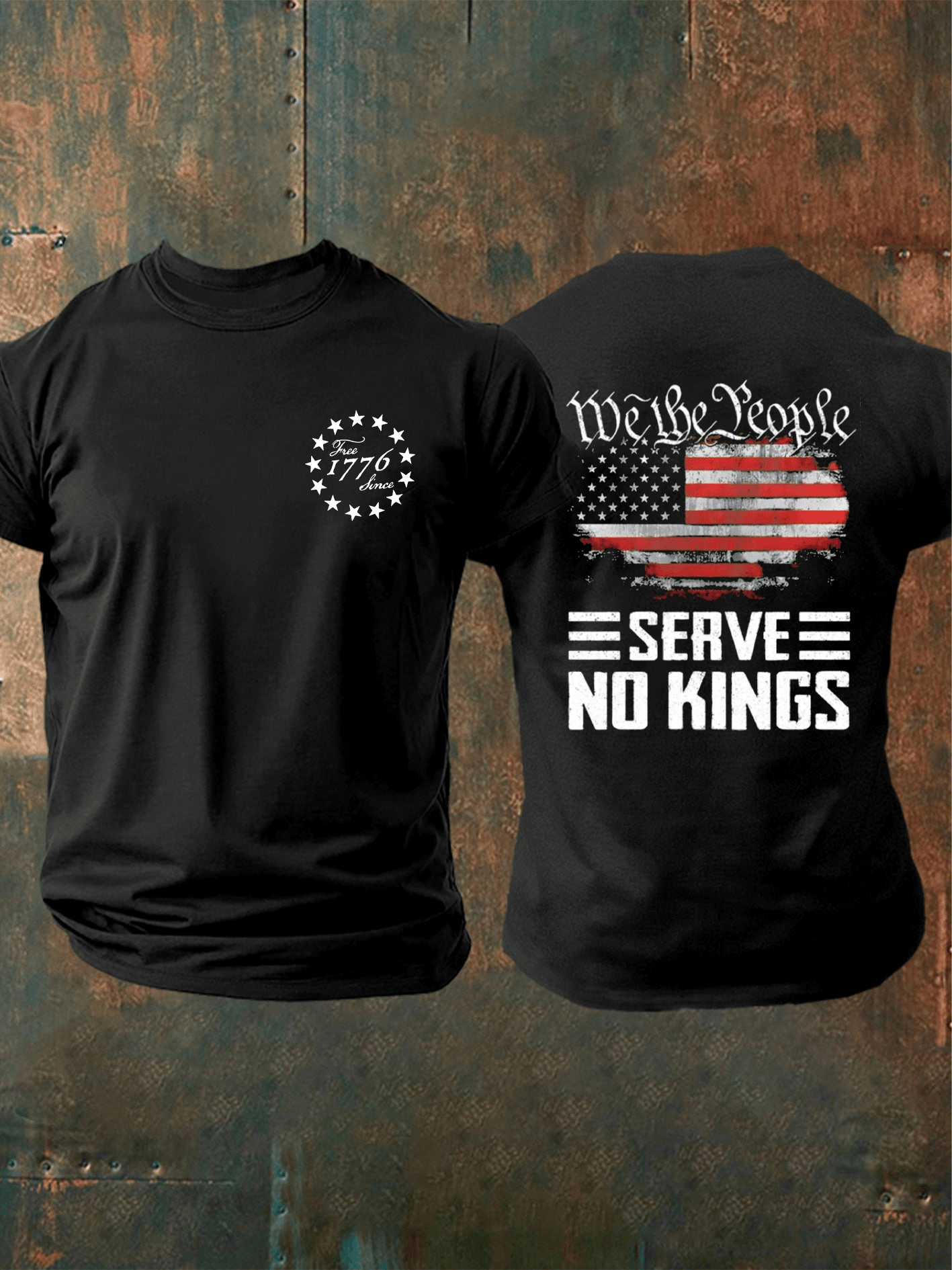 We The People Serve No Kings T-shirt American Flag Print Merch Gift for Democrats
