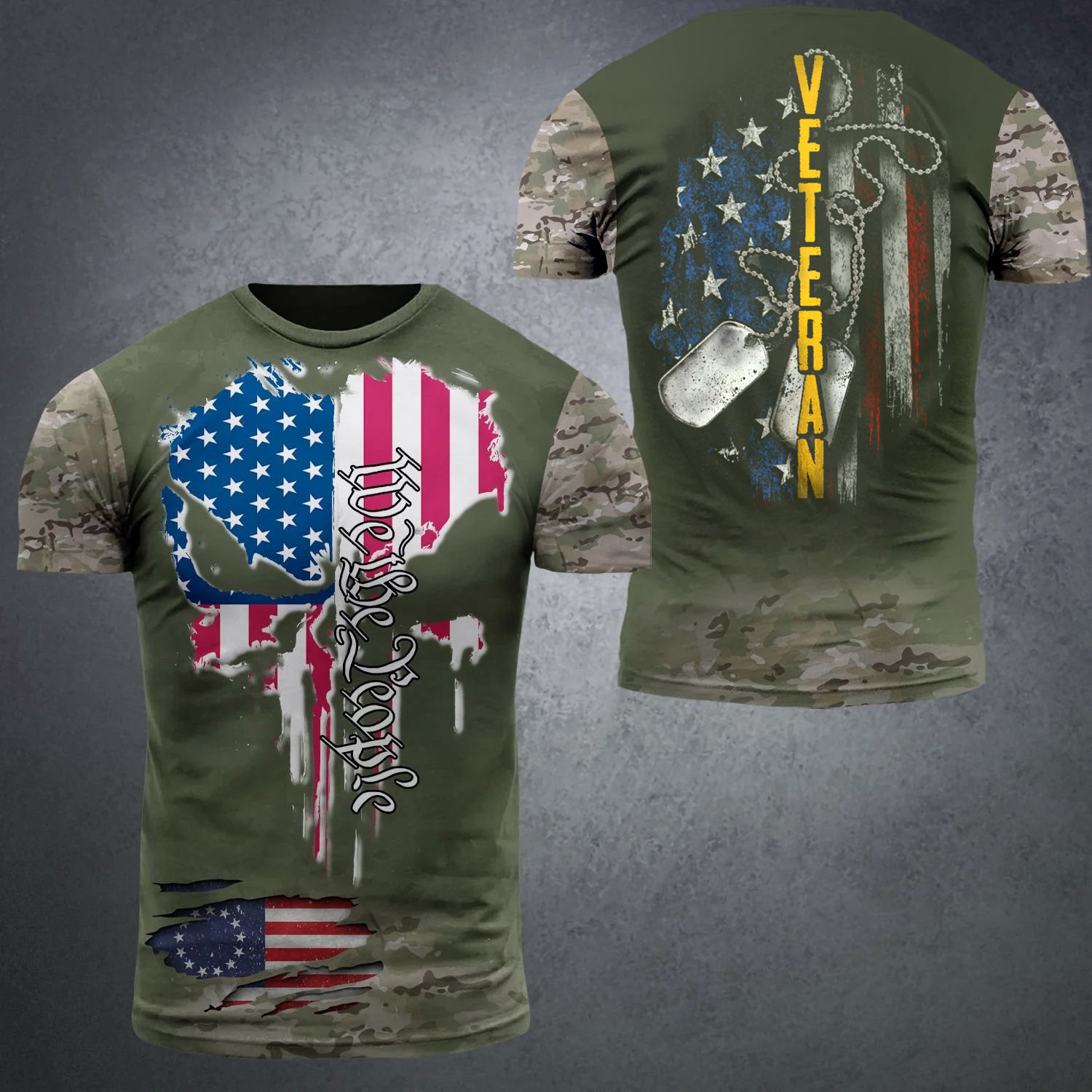 We The People Skull American Flag Veteran Shirt For Men Best Patriotic T-Shirts Gifts For Dad