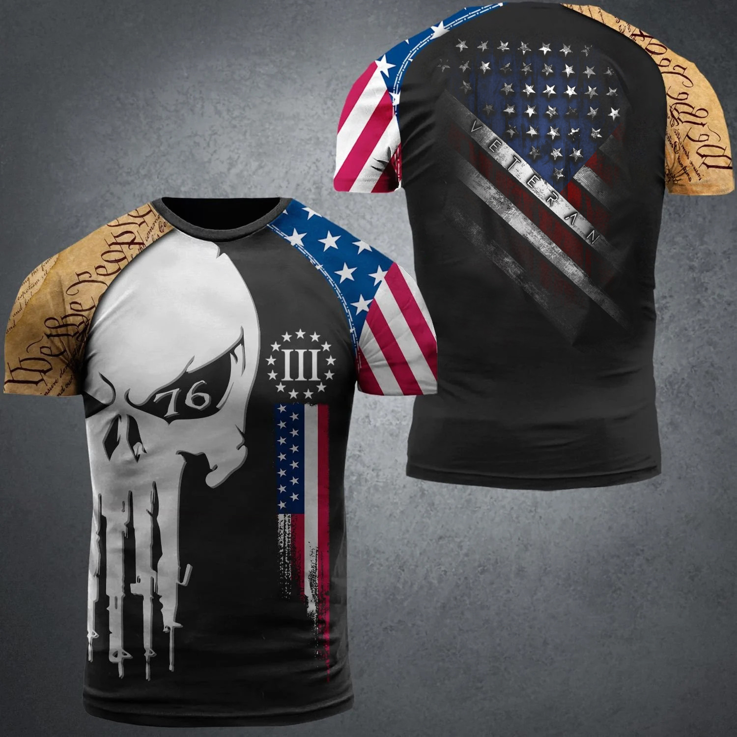 We The People Skull American Veteran Shirt Men's Patriotic Clothing Gifts For Veteran Dad