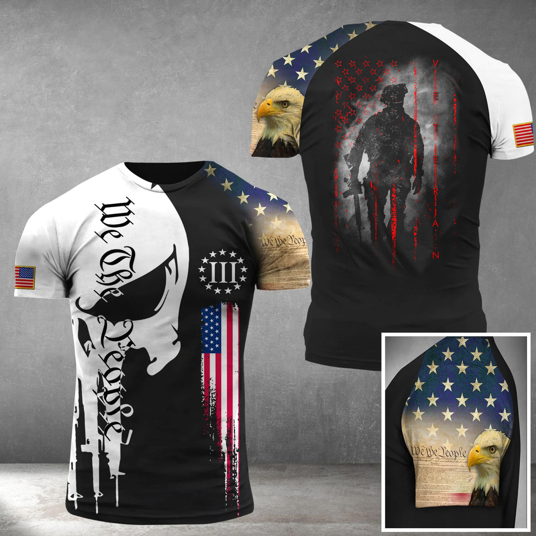 We The People Skull Veteran T-Shirt Best Patriotic Shirts Step Dad Fathers Day Gifts
