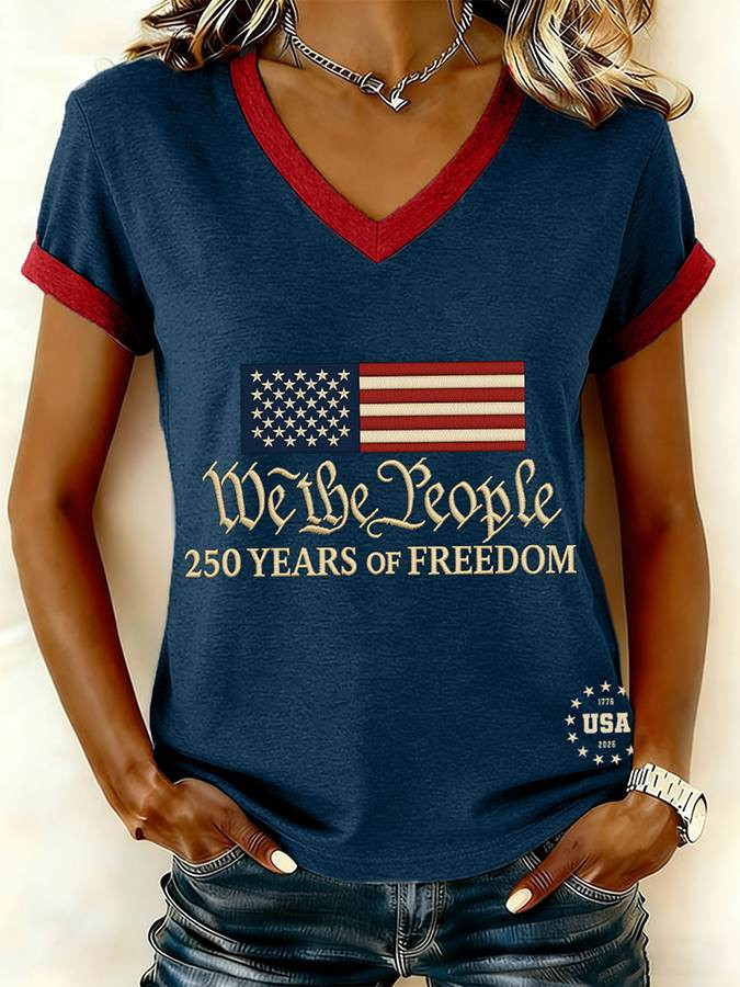 We The People USA 250 Years Of Freedom V-Neck T-Shirt America 250Th Anniversary Shirts We The People USA 250 Years Of Freedom V-Neck T-Shirt America 250Th Anniversary Shirts