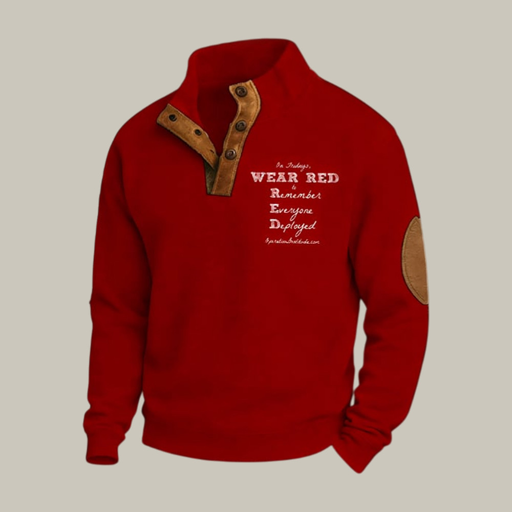 We Wear Red On Fridays Collar Sweatshirt Remember Everyone Deployed Apparel Present For Red Fridays