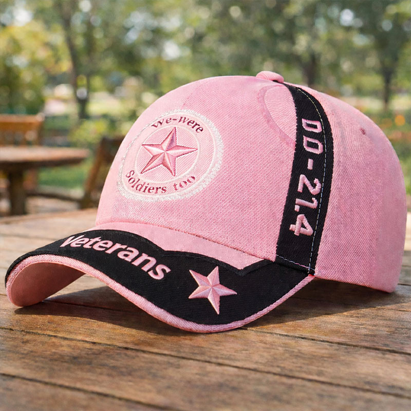 We Were Soldier Too DD 214 Hat Female Vet Baseball Cap Military Themed Gift
