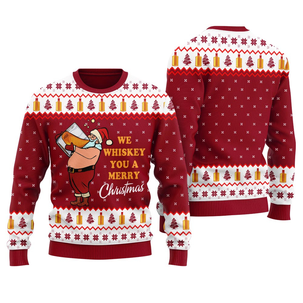 We Whiskey You A Merry Christmas Mens Ugly Sweater Perfect Holiday Gift Merch for Sweater Lovers