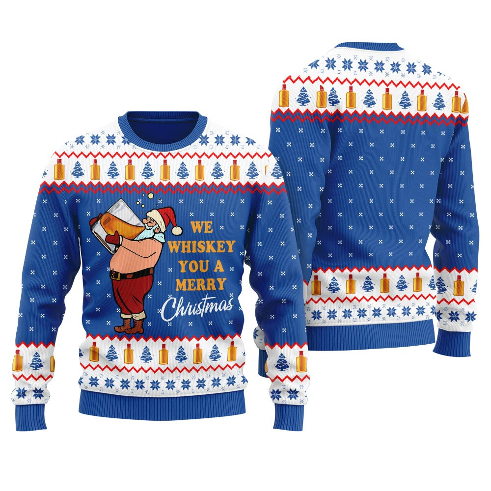 We Whiskey You A Merry Christmas Ugly Sweater For Women Best Gift Idea for Christmas Enthusiasts