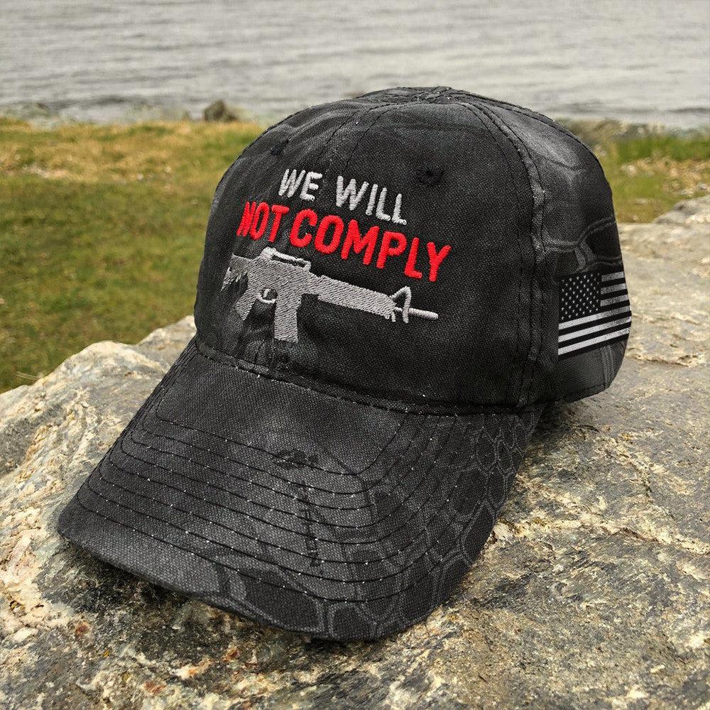 We Will Not Comply Embroidered Camo Hat 2nd Amendment Patriotic Cap Gun Lovers Gifts