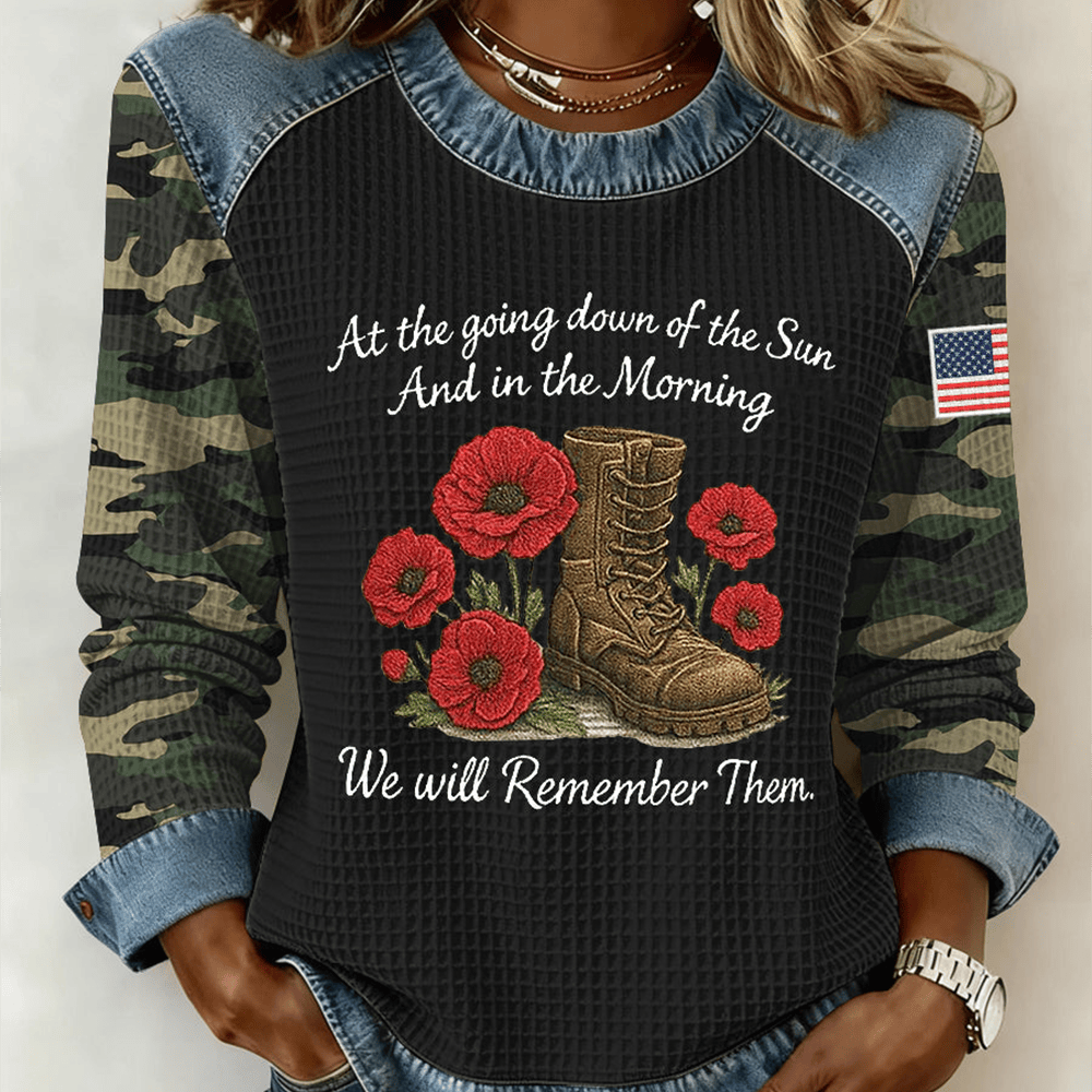 We Will Remember Themed Poppy Flower Sweartshirt Memorial Apparel Unique Gift For Veteran Wife