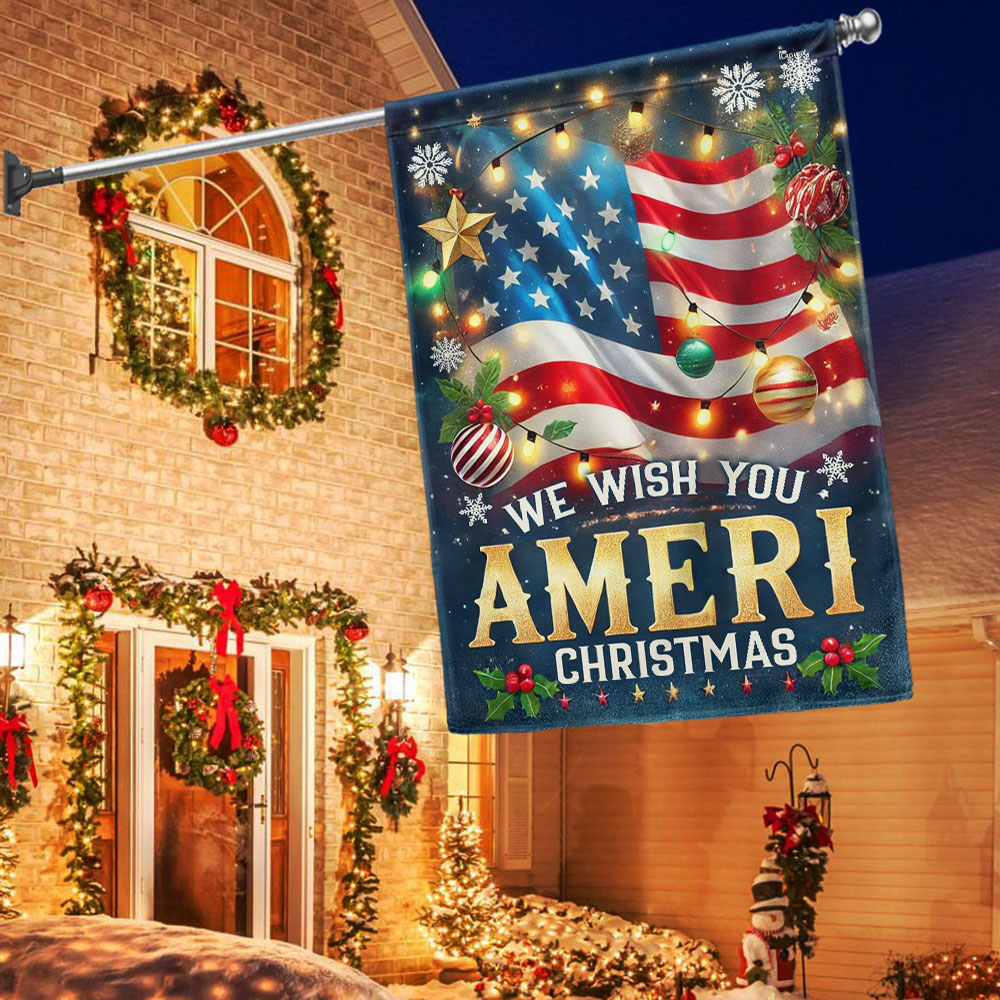 We Wish You Ameri Christmas American Flag
