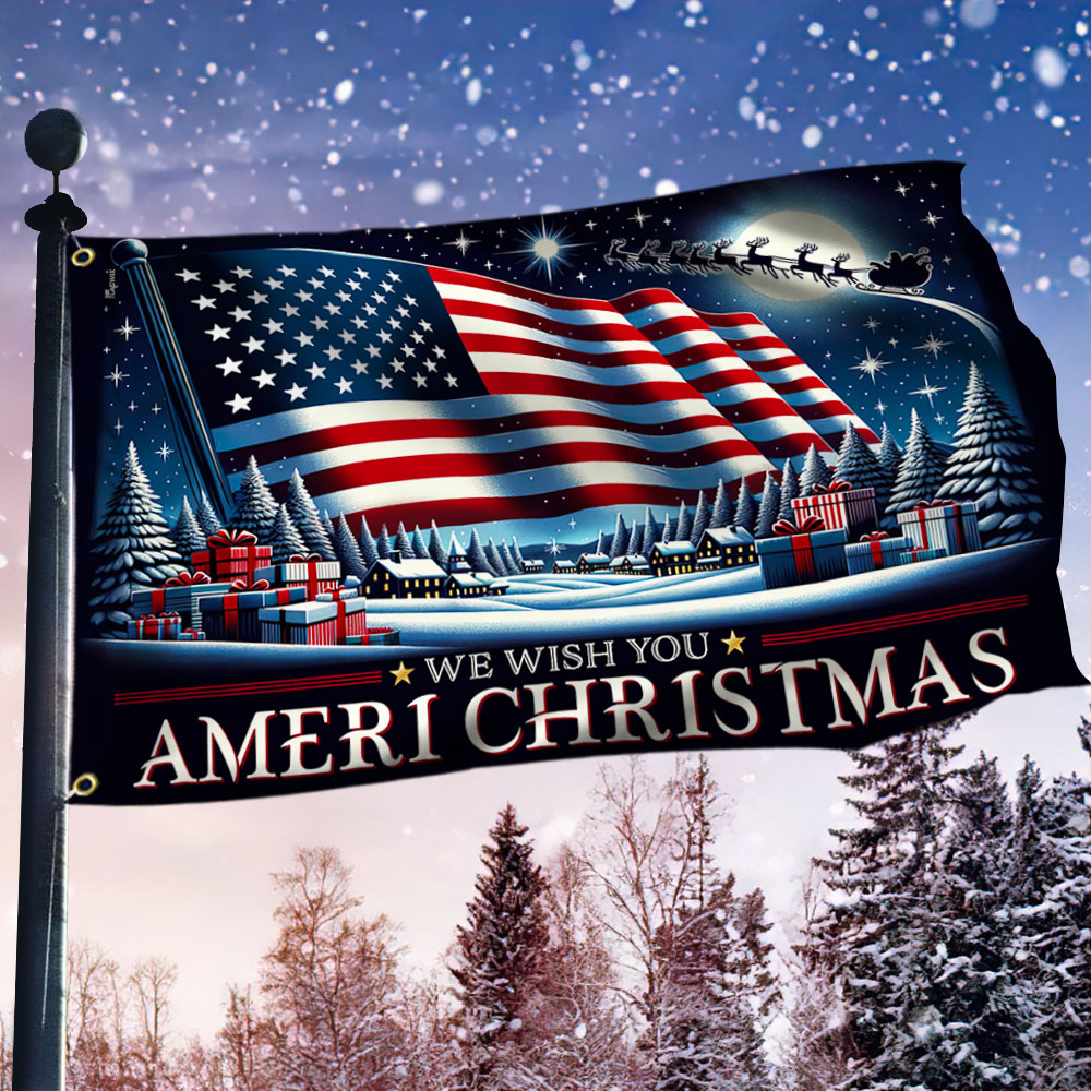 We Wish You Ameri Christmas Flag