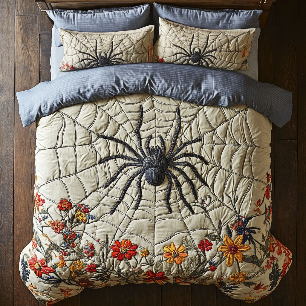 Web Line Quilted Bedding Set Duvet Cover Bedspread  Bedroom Decor For Parents