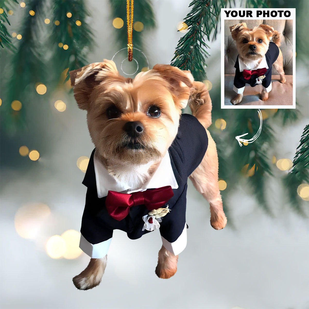 Wedding Dog Personalized Photo Mica Ornament Christmas Wedding Gift For Dog Lover Dog