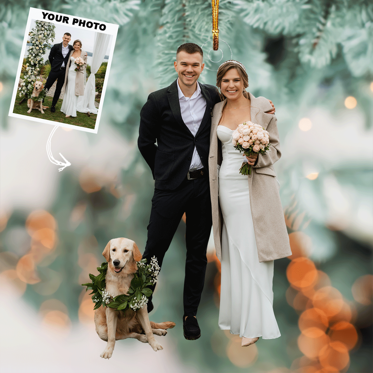 Wedding Moments Personalized Photo Mica Ornament Christmas Gift For Wedding Couple Wif