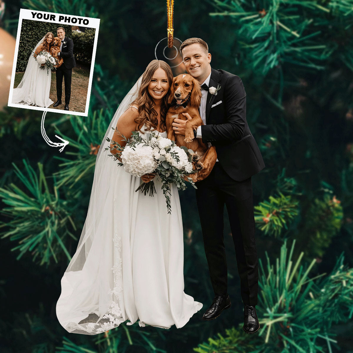 Wedding Paws Personalized Photo Mica Ornament Gift For Couple Family Members