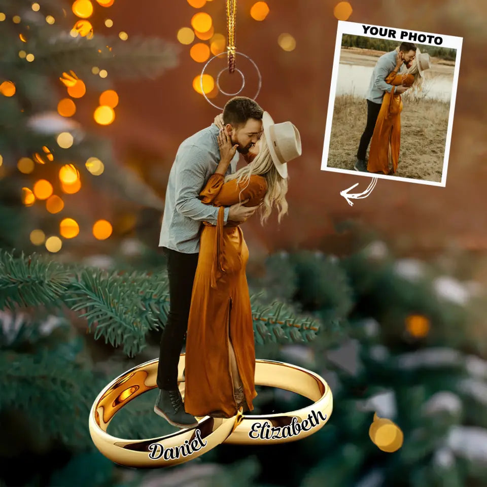 Wedding Ring Personalized Custom Photo Mica Ornament Christmas Wedding Gift For Couple