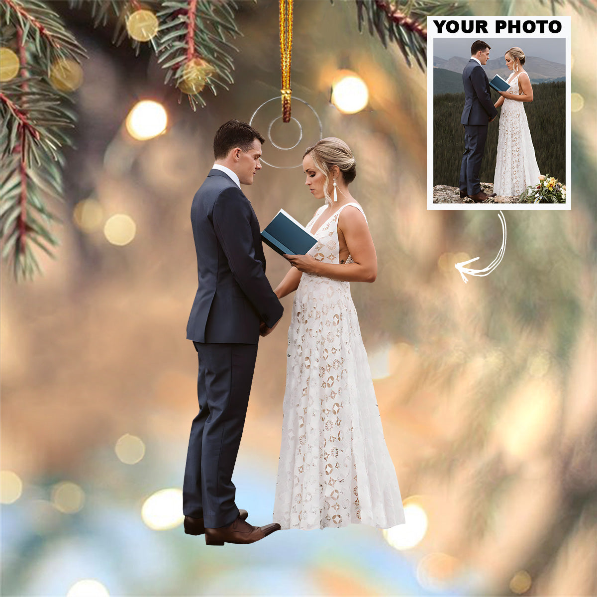 Wedding Vow Moments Personalized Photo Mica Ornament Christmas Wedding Gift For Couple