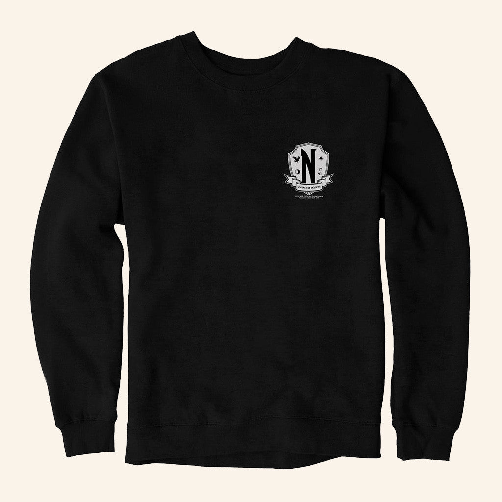 Wednesday Merch Wednesday Nevermore Academy Crest Sweatshirt Gifts For Him Wednesday Merch Wednesday Nevermore Academy Crest Sweatshirt Gifts For Him