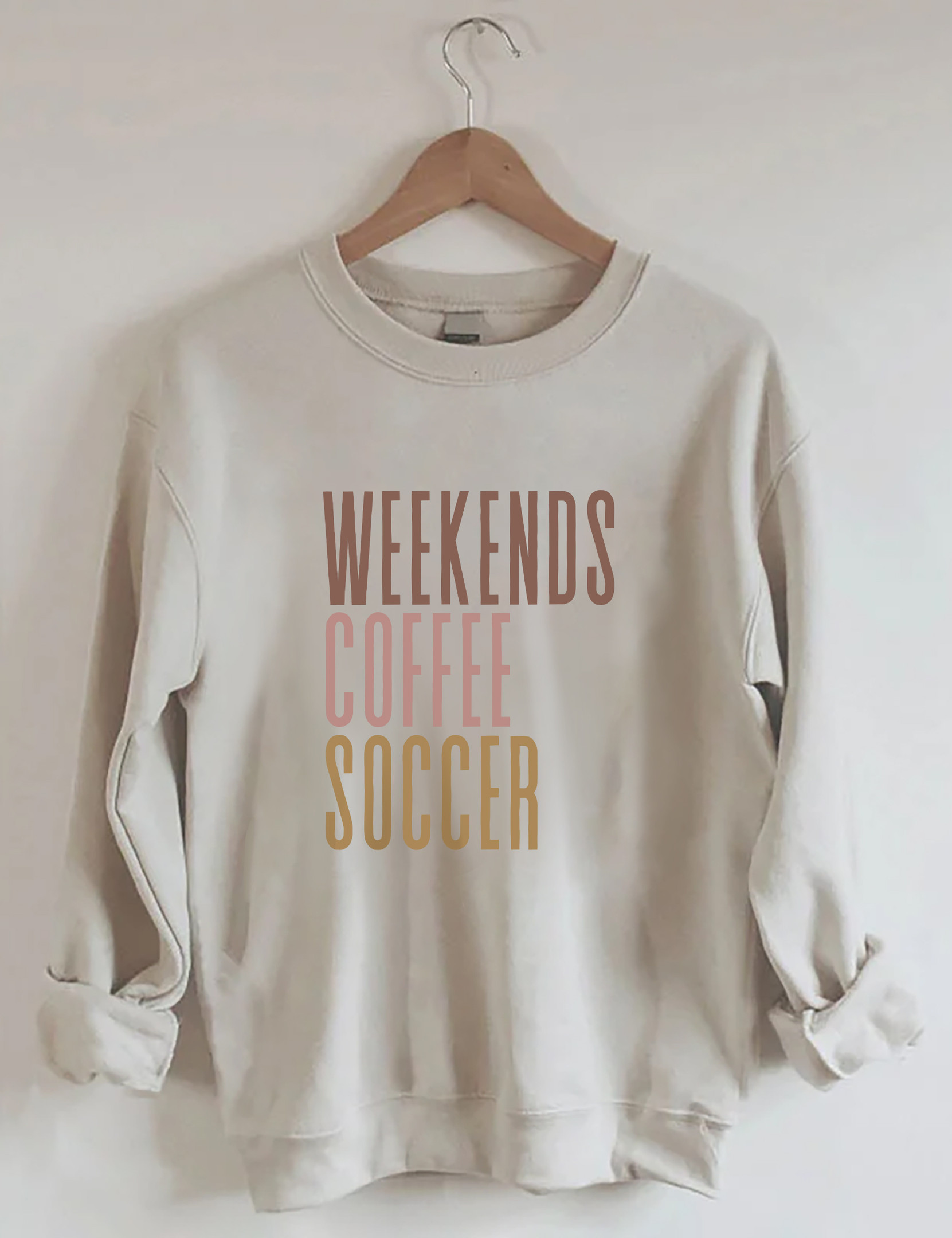 Weekends Coffee Soccer Sweatshirt Novelty Graphic Design Pun Sweatshirt Holiday Gifts