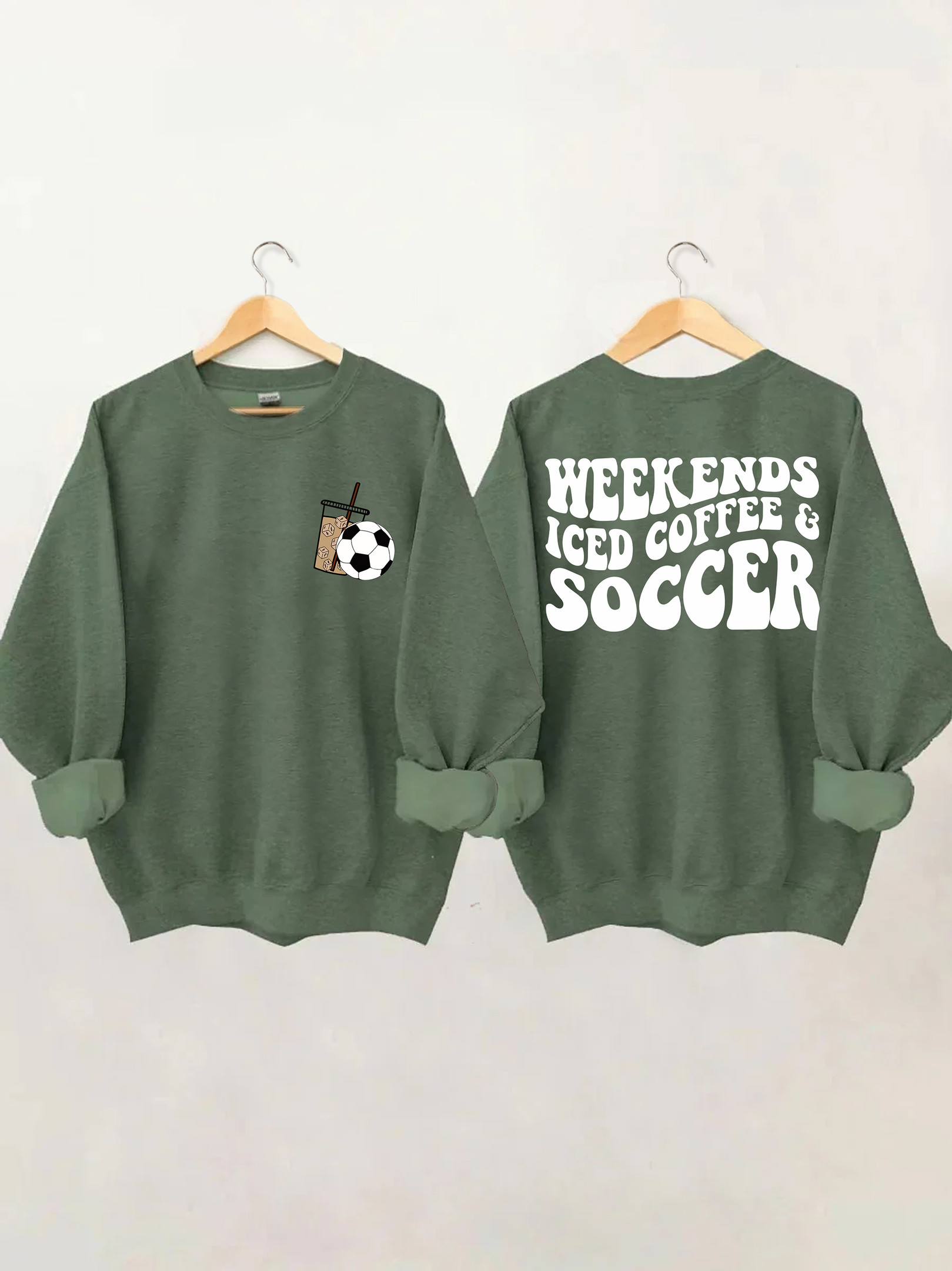 Weekends Iced Coffee Soccer Sweatshirt Sport Themed Soccer Apparel Best Gift Ideas