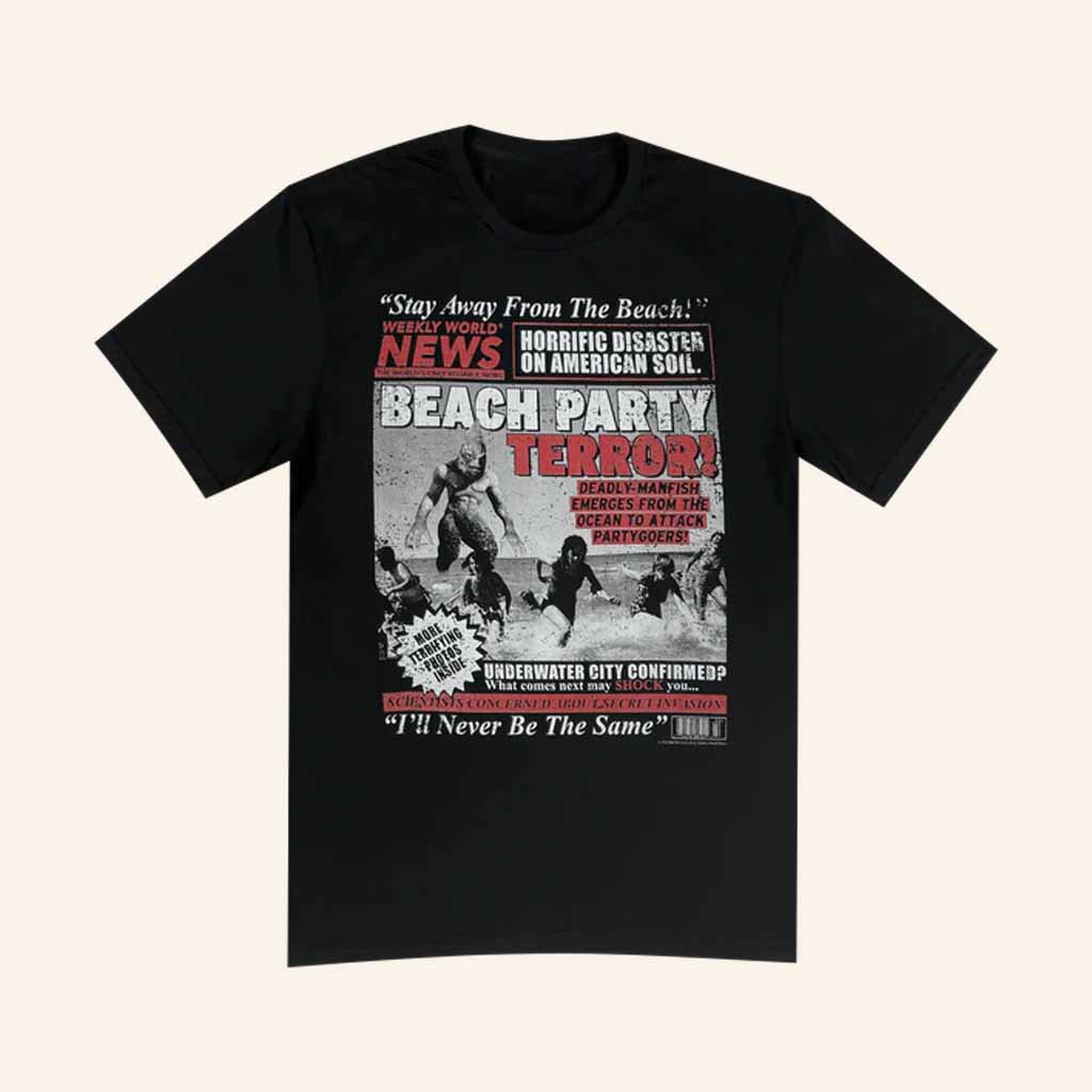 Weekly World News Merch Beach Party Terror T-Shirt Present For Husband