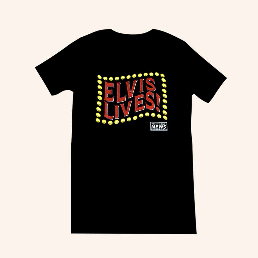 Weekly World News Merch Elvis Lives Black T-Shirt Good Gifts For Boyfriend Weekly World News Merch Elvis Lives Black T-Shirt Good Gifts For Boyfriend
