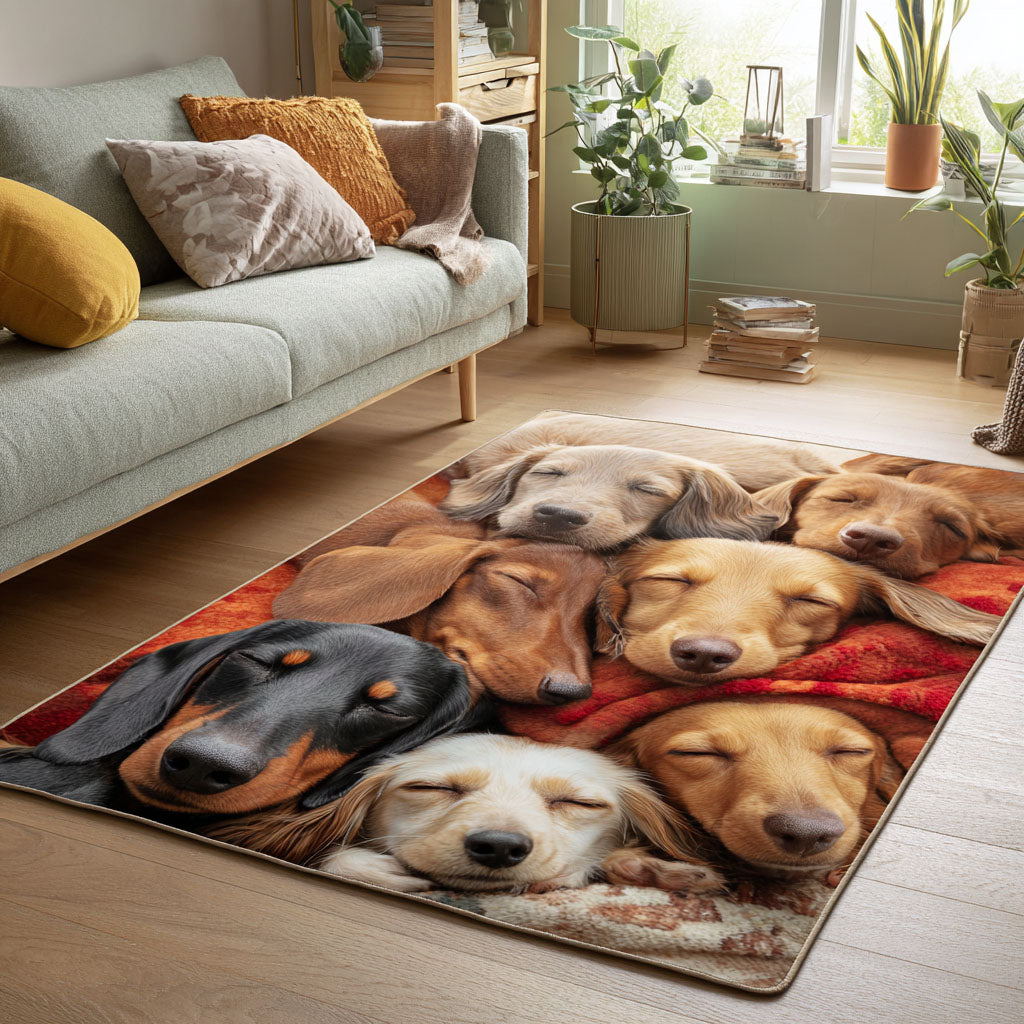 Weenie Nap Area Rug  Indoor Outdoor Carpet Cute Christmas Gifts For Girlfriend