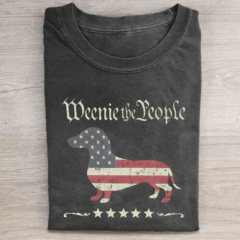 Weenie The People Dachshund American Flag T-Shirt Funny Patriotic Dog Lover Tee Dachshund Gift For Dog Owners