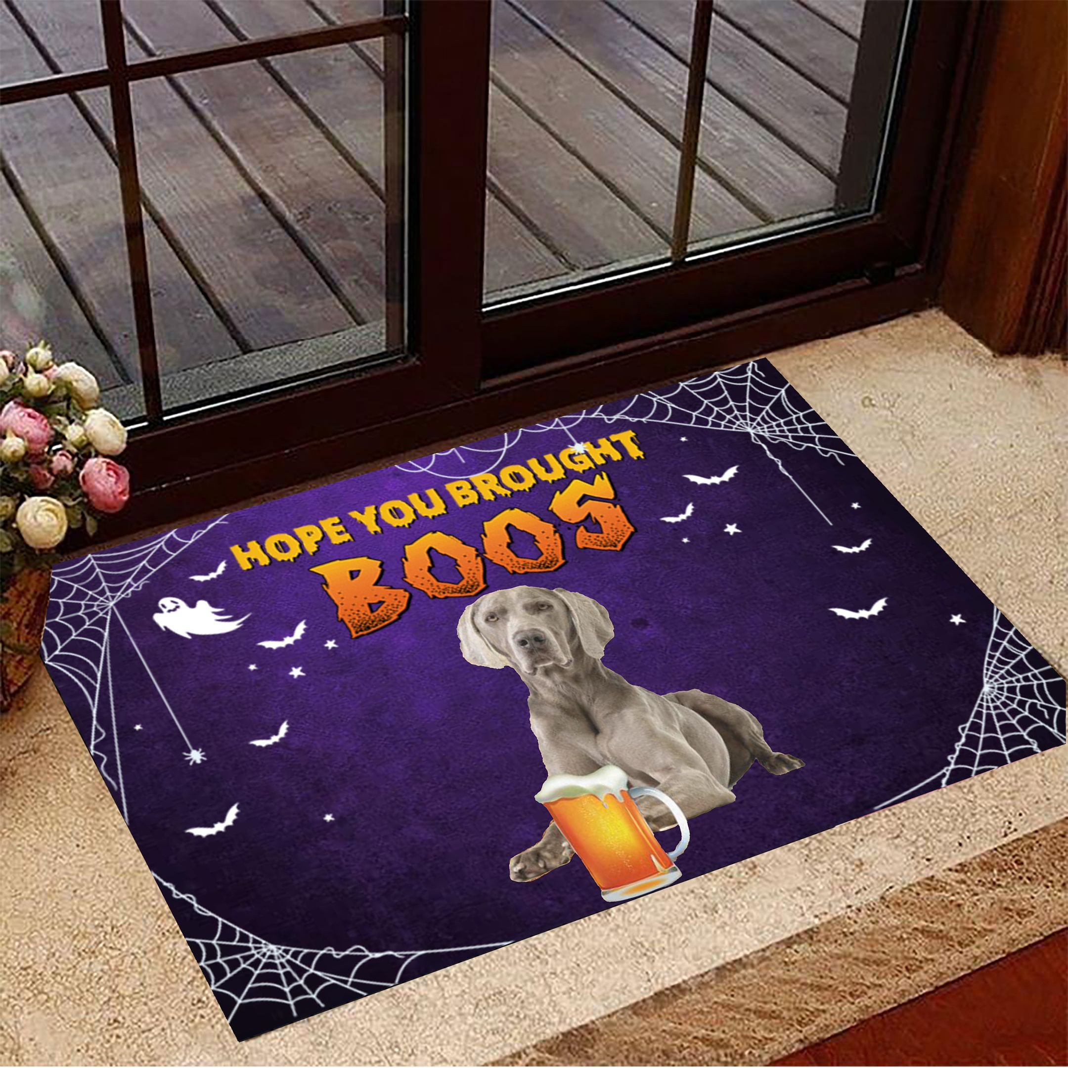 Weimaraner Hope You Brought Boos Doormat Spooky Doormat Modern Halloween Decor