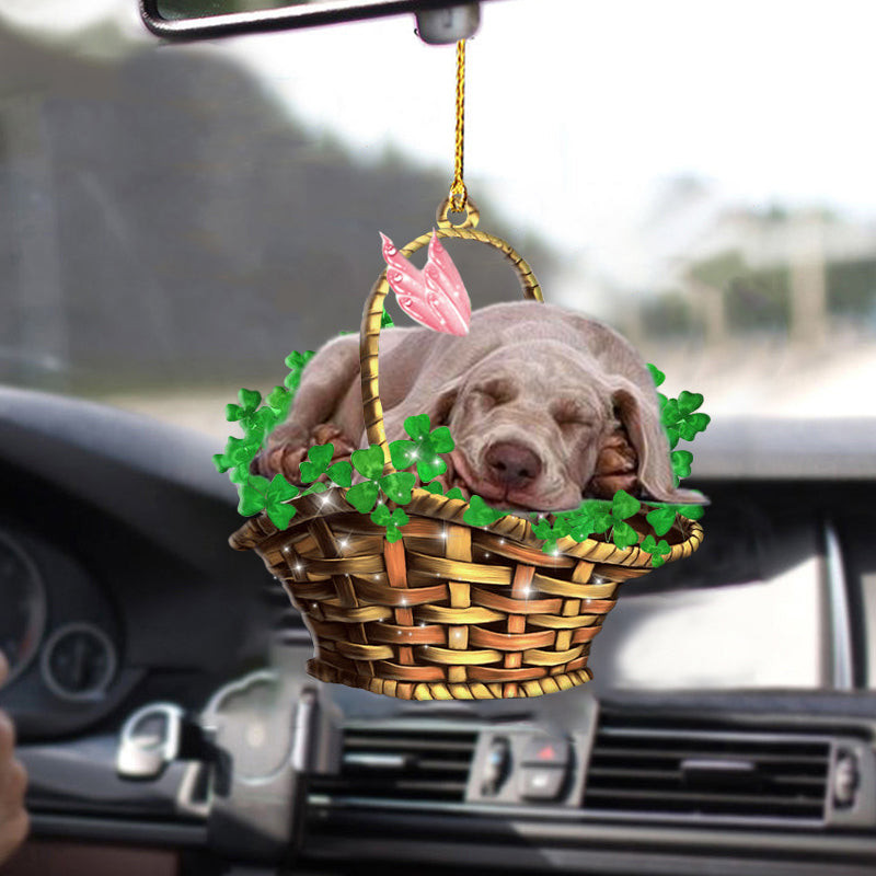Weimaraner Sleeping Lucky Fairy Two Sided Acrylic Ornament