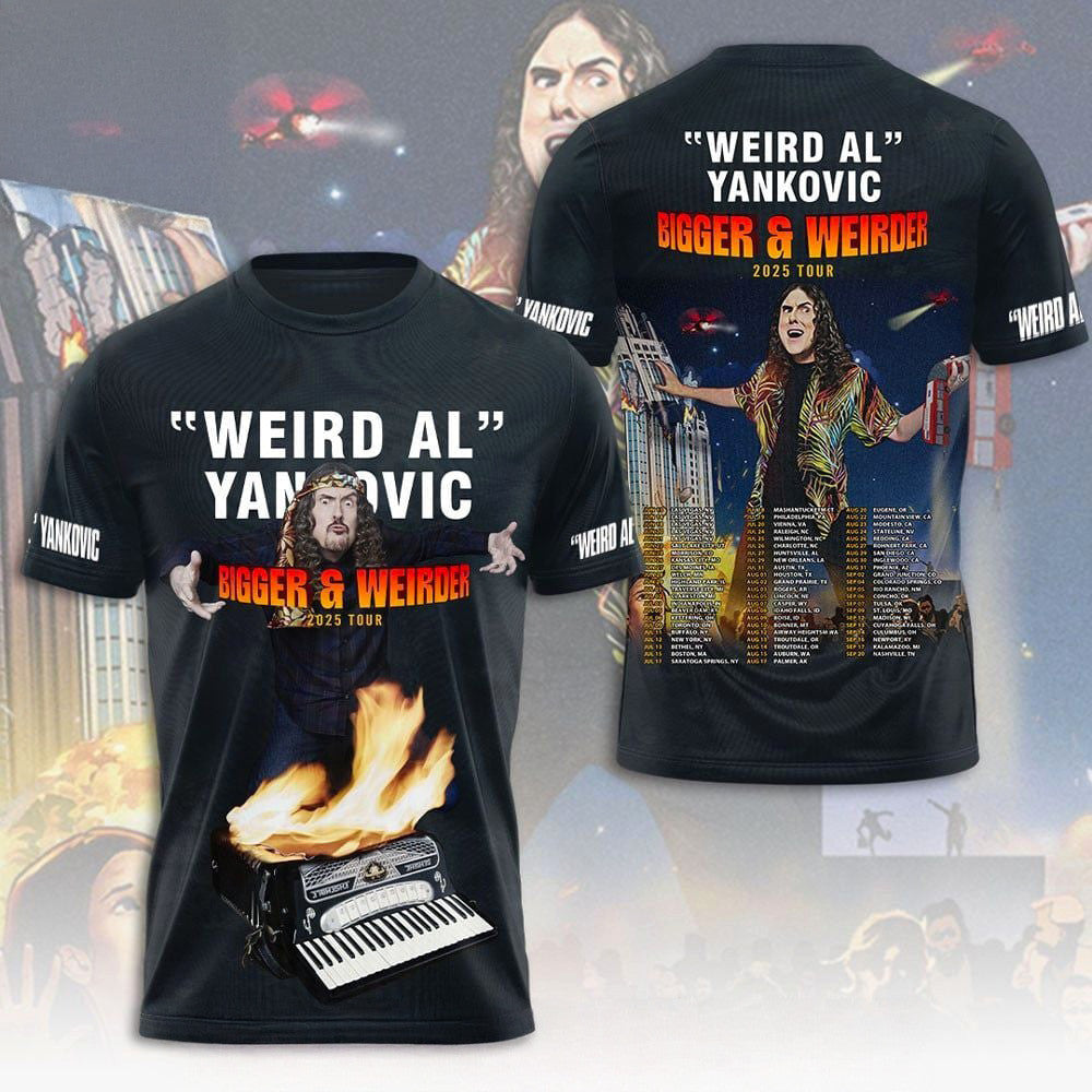Weird Al Yankovic Bigger Weirder 2025 Tour T-Shirt Dad Fathers Day Gifts Weird Al Yankovic Bigger Weirder 2025 Tour T-Shirt Dad Fathers Day Gifts