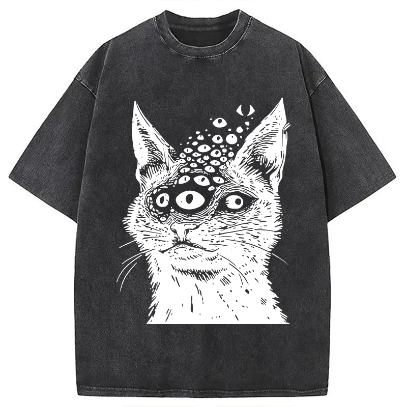 Weirdcore Cat Washed T-Shirt Funny Graphic Gift For Friends Gifts For BFF Weirdcore Cat Washed T-Shirt Funny Graphic Gift For Friends Gifts For BFF
