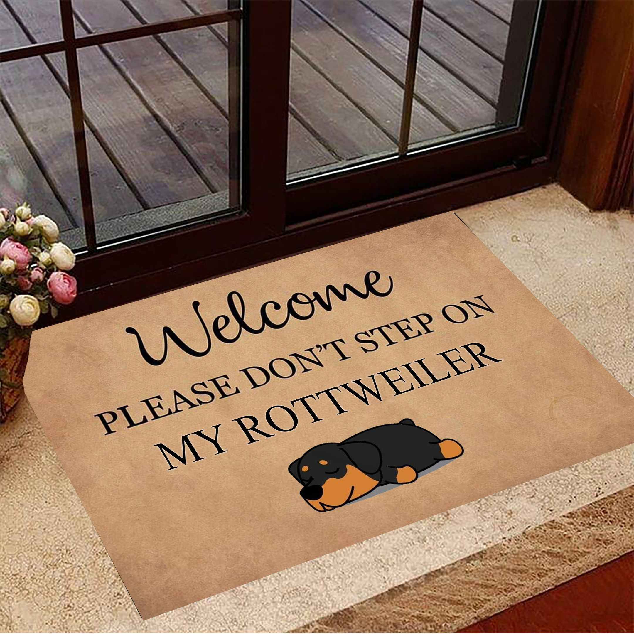 Welcom Please Don't Step On My Rottweiler Entrance Floor Mat Funny Doormat