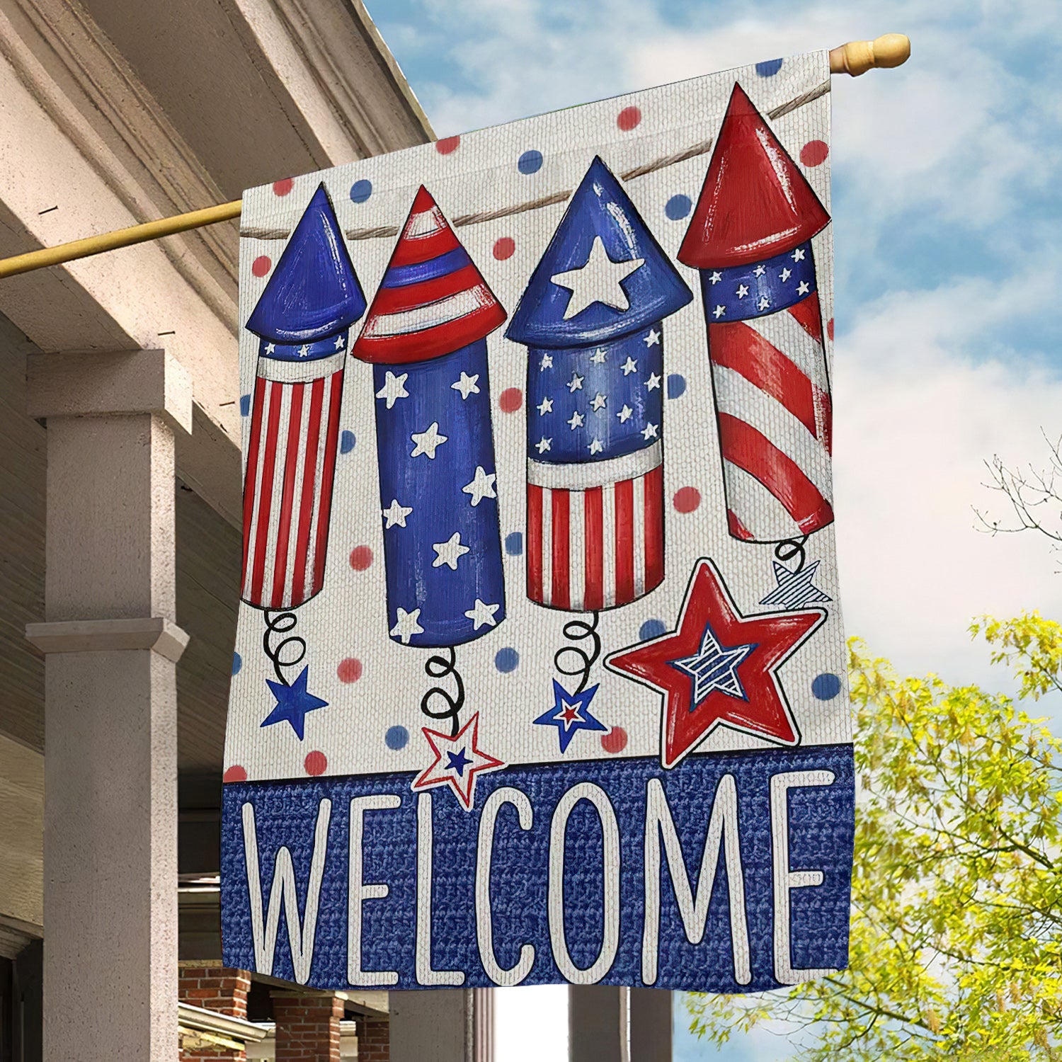 Welcome American Garden Flag Fireworks And Freedom Yard Flag Gift For America Lovers