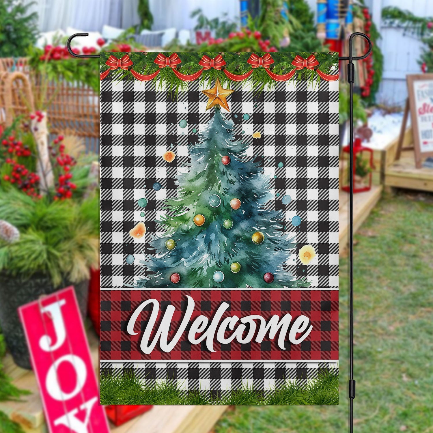 Welcome Christmas Tree Xmas Garden Flag Christmas Home Decor Gift Christmas Tree Lovers