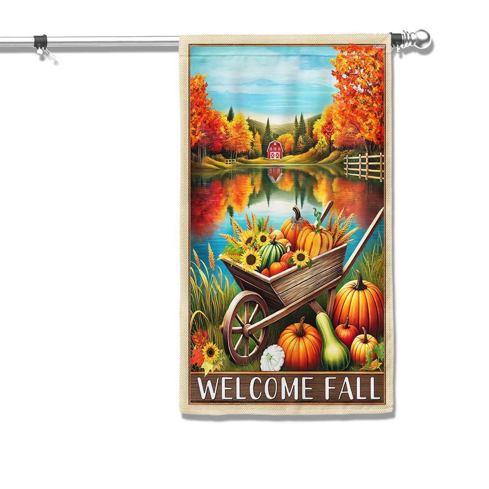 Welcome Fall Flag Fall Pumpkins Harvest Flag