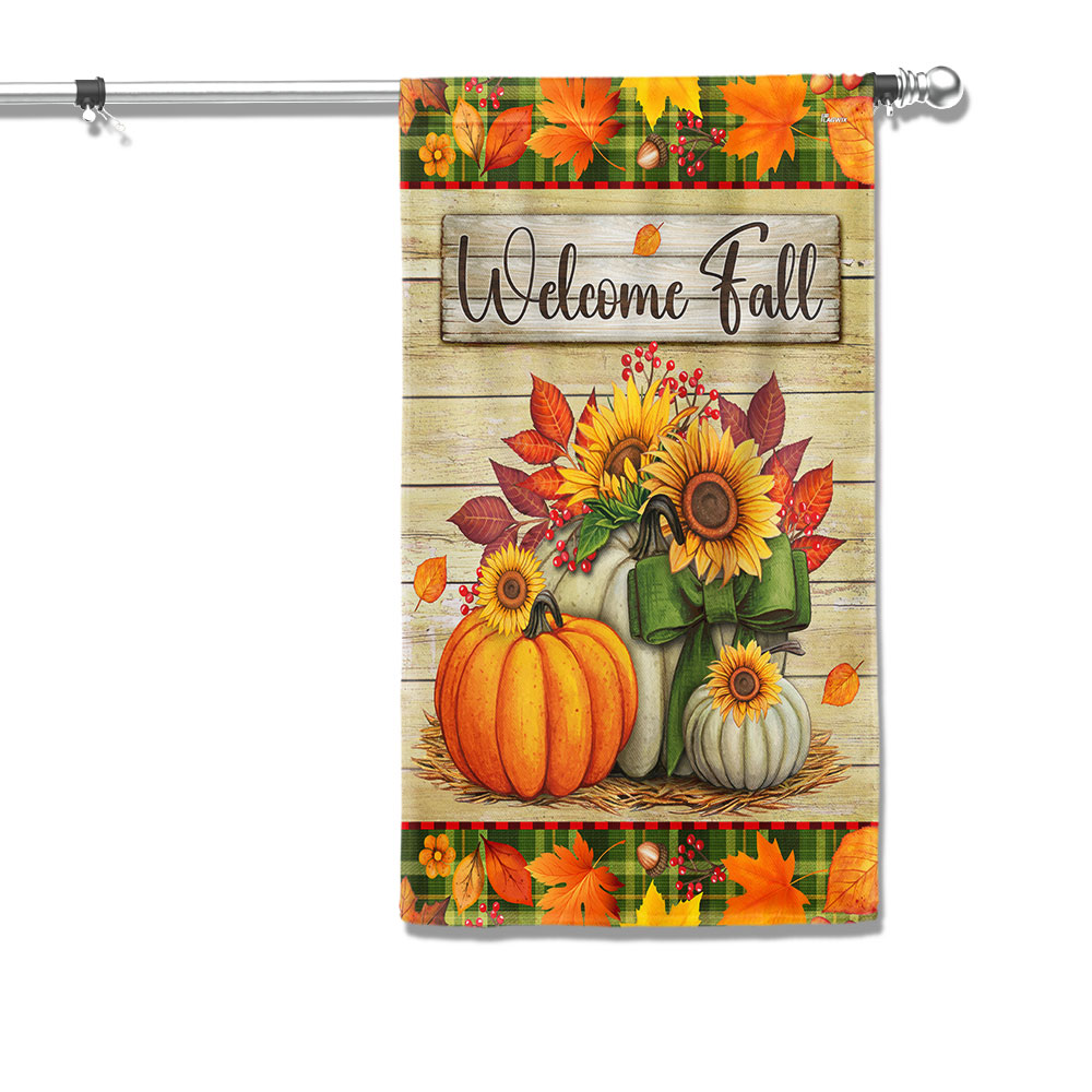 Welcome Fall Pumpkins Harvest Thanksgiving Flag
