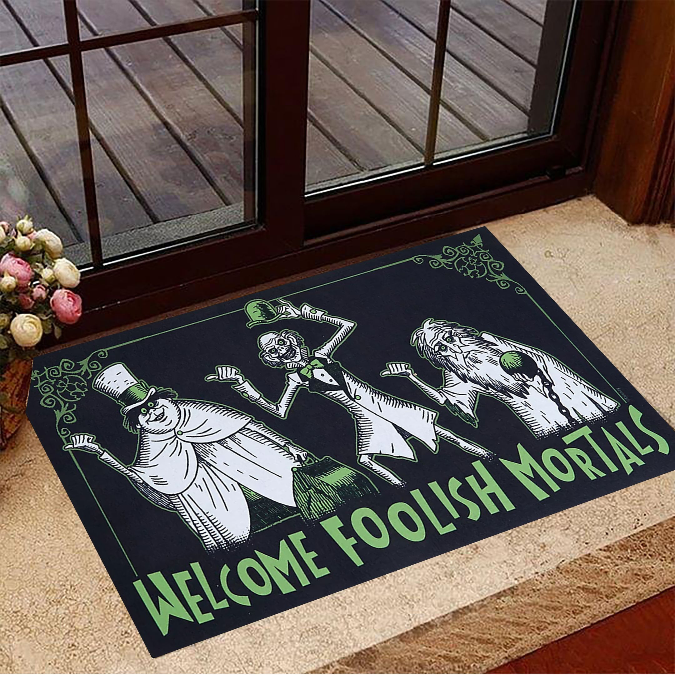 Welcome Foolish Mortals Doormat Funny Welcome Mat Halloween Gift Ideas Halloween Gifts For Adults
