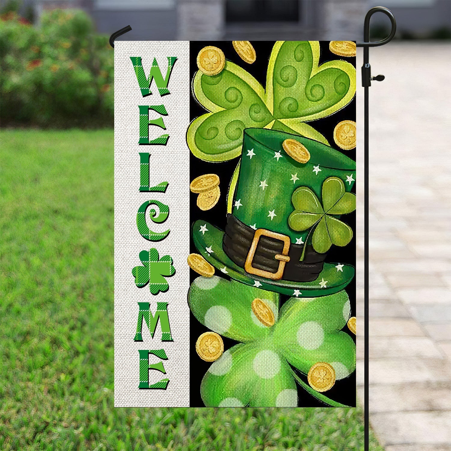 Welcome Lucky Charms Green Hat St Patricks Day Flag Green Day Celebration Gifts For Decor