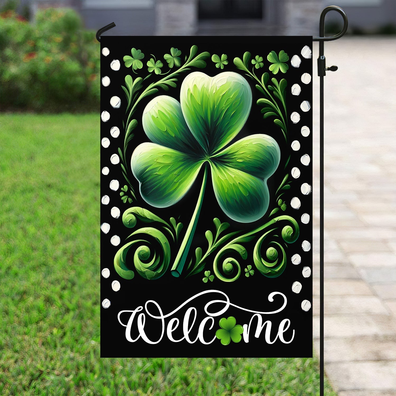 Welcome Shamrocks St Patrick's Day Flag Lucky Day Outdoor Decoration Gift Ideas