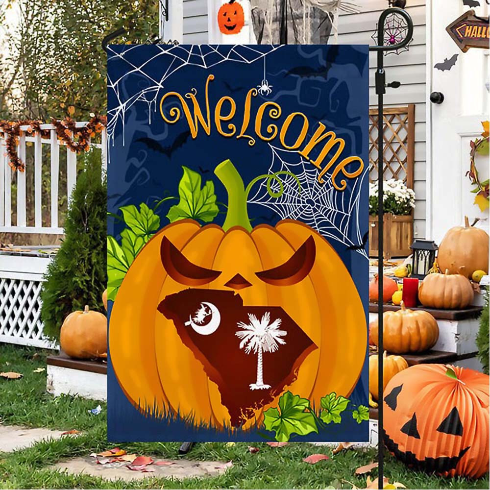 Welcome South Carolina Pumpkins Halloween Flag