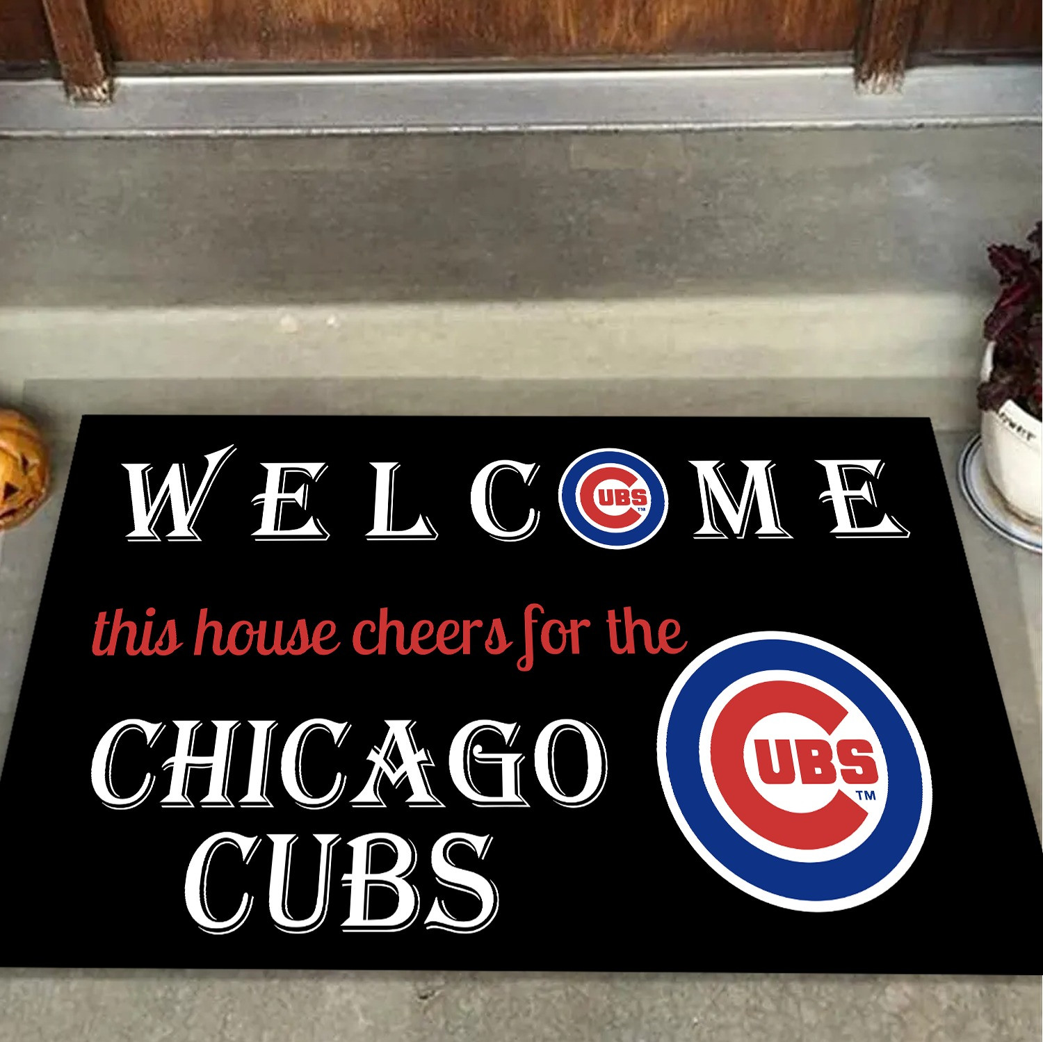 Welcome This House Cheer For Chicago Cubs Doormat Merch Best Gifts For Cubs Fans