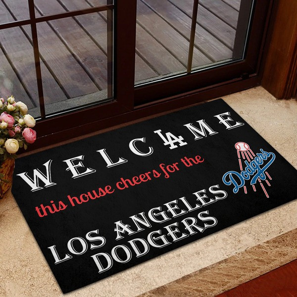 Welcome This House Cheer For Los Angeles Dodgers Doormat Merch Gifts For Dodgers Fans