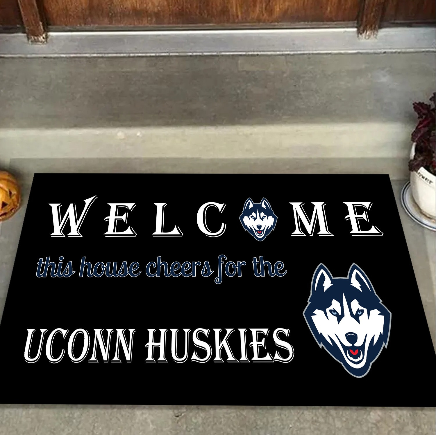 Welcome This House Cheer For Uconn Huskies Doormat Merch Best Gifts For Uconn Fans