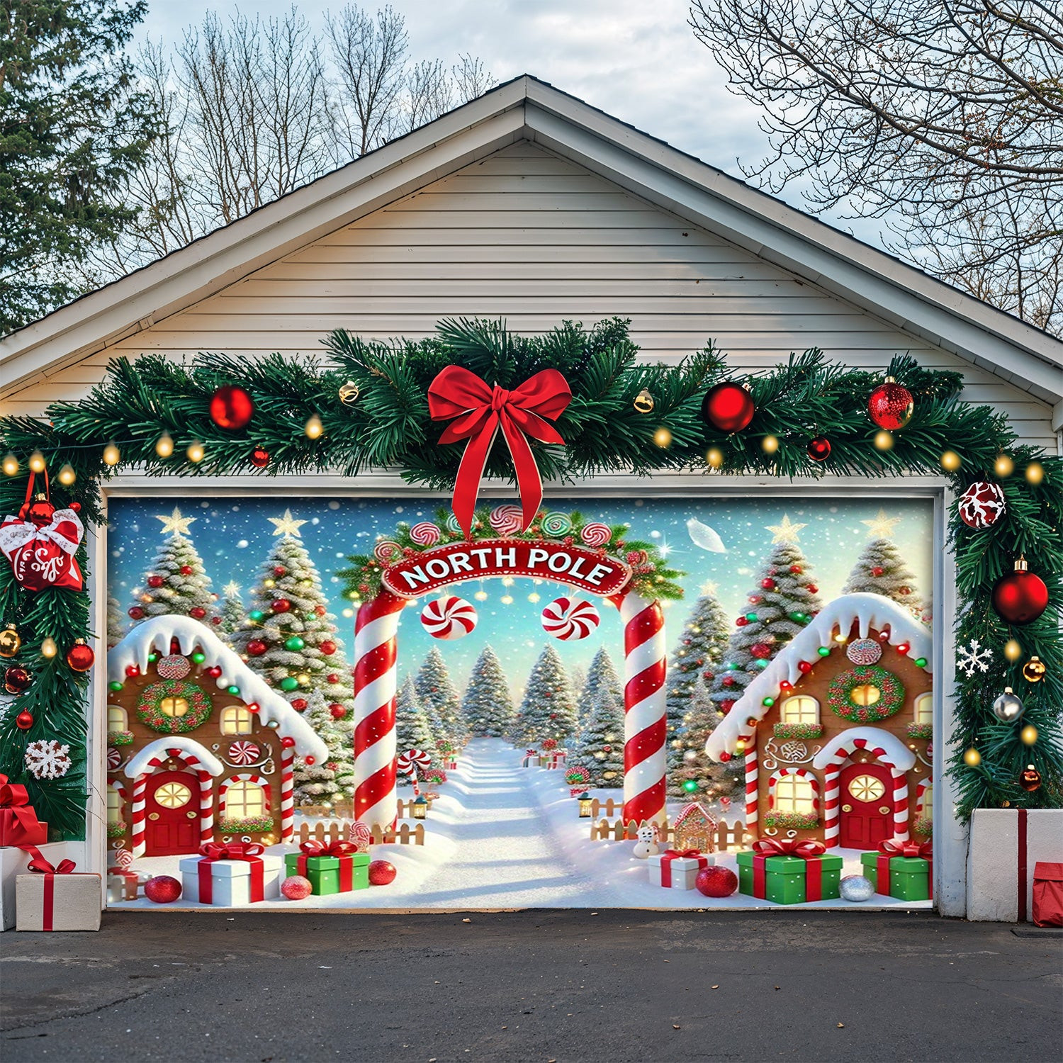 Welcome To Gingerbread North Pole Christmas Garage Door Banner Garage Door Holiday Covers Gifts