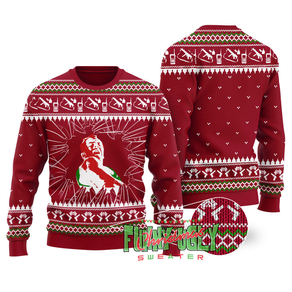 Welcome To The Party Die Hard Christmas Sweater Cardinal Red Heartwarming Christmas Gift Sweater for Him or Her