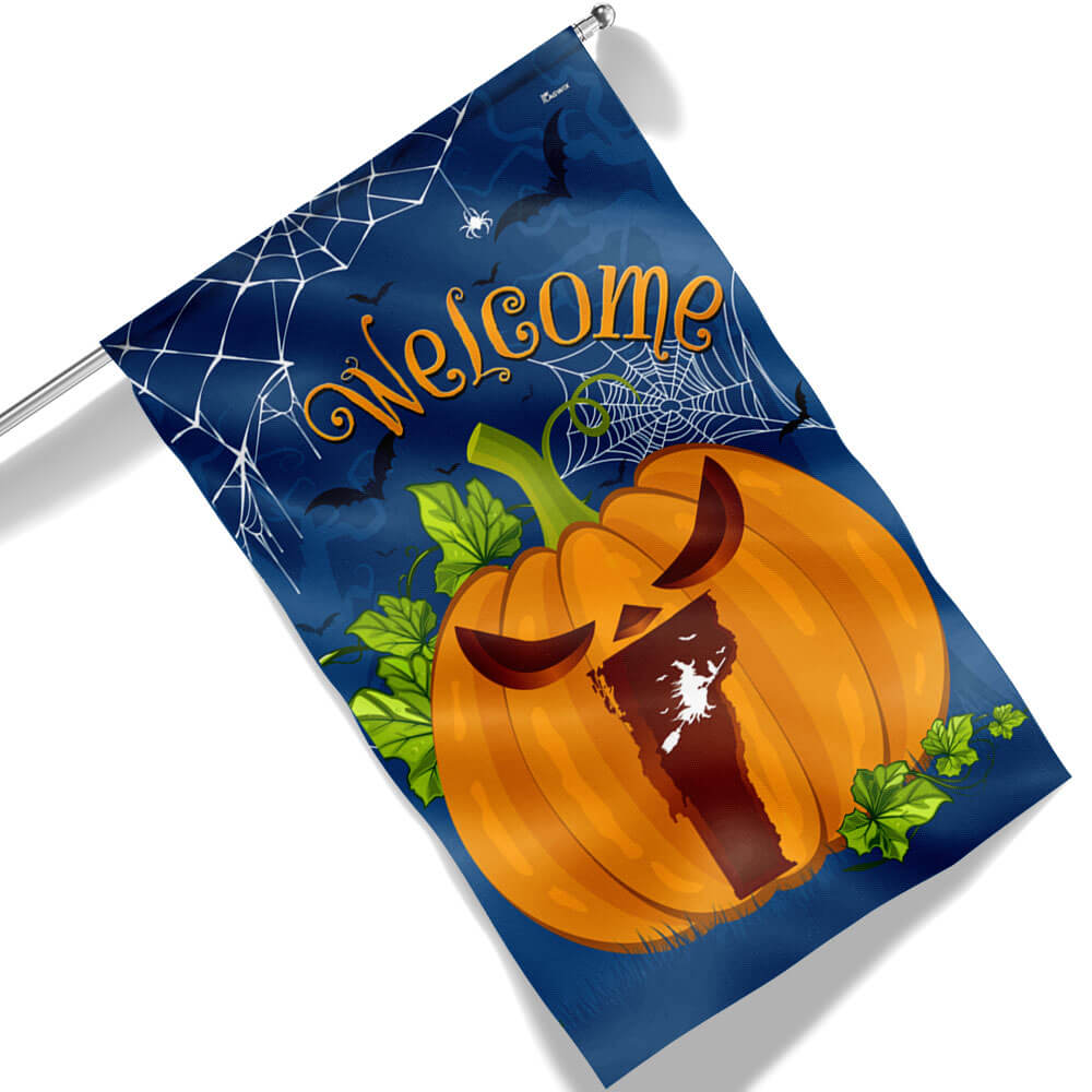 Welcome Vermont Pumpkins Halloween Fall Flag